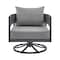 Armen Living Argiope 3 Piece Patio Outdoor Swivel Seating Set in Dark Gray Aluminum with Gray Cushions 840254332638 - alternate 4